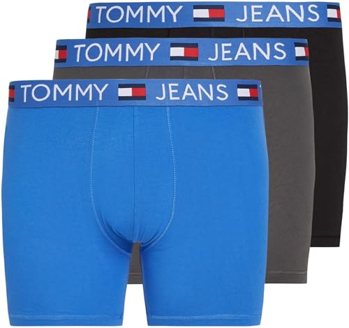 Tommy Jeans Herren 3er Pack Boxershorts Brief Baumwolle mit Stretch, Mehrfarbig (Blck/Drk Ash/Empr Blu), L von Tommy Jeans