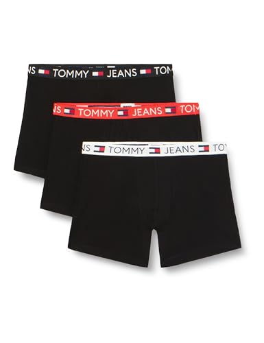Tommy Jeans Herren 3er Pack Boxershorts Brief Baumwolle mit Stretch, Schwarz (Black/Black/Black), L von Tommy Jeans