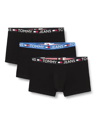 Tommy Jeans Herren 3er Pack Boxershorts Trunks Baumwolle mit Stretch, Schwarz (Blck/Blck/Empr Blu), XL von Tommy Jeans