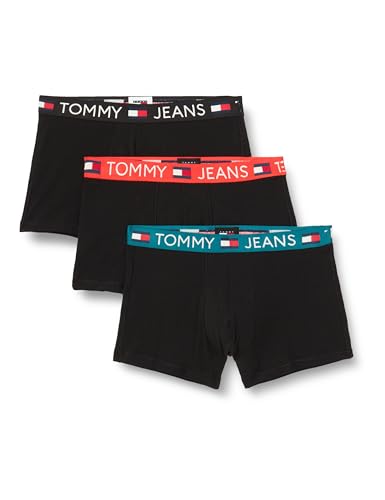 Tommy Jeans Herren 3er Pack Boxershorts Trunks Baumwolle mit Stretch, Schwarz (Ht Heat/Tmlss Teal/Blck), XL von Tommy Jeans