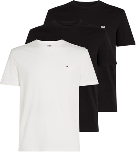 Tommy Jeans Herren 3er Pack T-Shirts Kurzarm aus Baumwolle, Mehrfarbig (Ecru/Black/Black), XS von Tommy Jeans