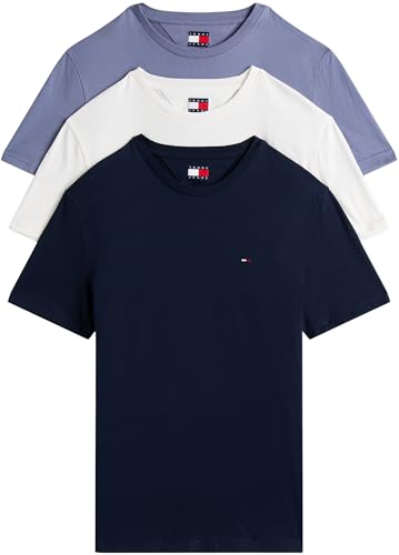 Tommy Jeans Herren 3er Pack T-Shirts Kurzarm aus Baumwolle, Mehrfarbig (Ecru/Drk NGHT Nv/Blu Mmnt), XL von Tommy Jeans