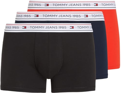 Tommy Jeans Herren Boxershorts Trunks Unterwäsche, Mehrfarbig (Blk/Hot Heat/Drk Ngh Nvy), L von Tommy Jeans