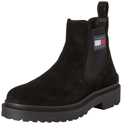 Tommy Jeans Herren Chelsea Boot Suede mit Logo, Schwarz (Black), 42 von Tommy Jeans
