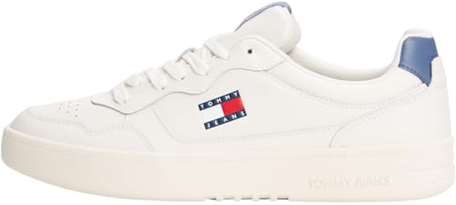 Tommy Jeans Herren Cupsole Sneaker Essential aus Leder, Blau (Blue Moment), 43 von Tommy Jeans