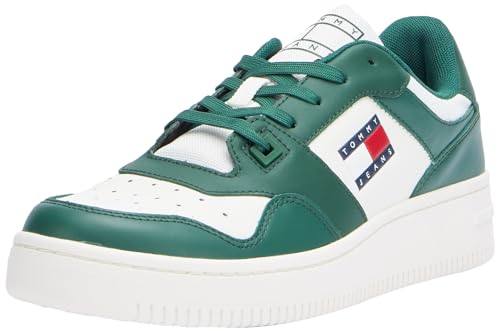 Tommy Jeans Herren Cupsole Sneaker Retro Basket Schuhe, Grün (Court Green), 41 EU von Tommy Hilfiger