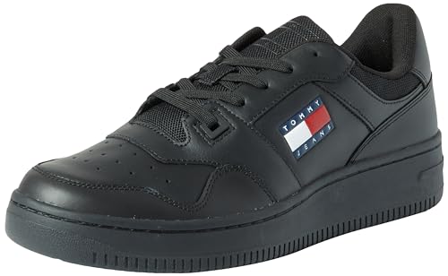 Tommy Jeans Herren Cupsole Sneaker Retro Basket Schuhe, Schwarz (Black), 41 EU von Tommy Hilfiger