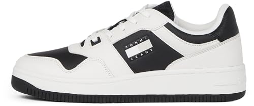 Tommy Jeans Herren Cupsole Sneaker Retro Basket Tumble Low Top, Weiß (Ecru), 45 von Tommy Jeans