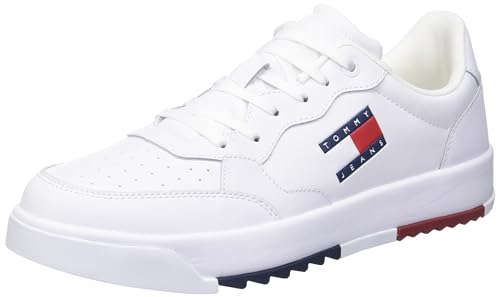 Tommy Jeans Herren Cupsole Sneaker Retro Schuhe, Weiß (White), 40 EU von Tommy Jeans