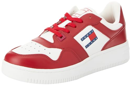 Tommy Jeans Herren Cupsole Sneaker Schuhe, Mehrfarbig (Medium Red), 43 von Tommy Jeans