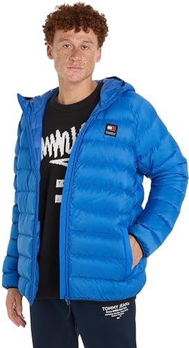 Tommy Jeans Herren Daunenjacke Hooded Light Down Jacket Winter, Blau (Dark Night Navy), 5XL von Tommy Jeans