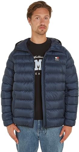 Tommy Jeans Herren Daunenjacke Hooded Light Down Jacket Winter, Blau (Dark Night Navy), XS von Tommy Hilfiger