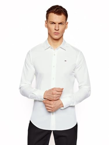 Tommy Jeans Herren Hemd TJM Original Langarm, Weiß (Classic White), XS von Tommy Jeans