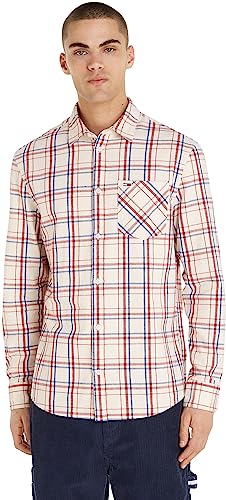 Tommy Jeans Herren Hemd Check Pocket Shirt Freizeithemd, Mehrfarbig (Ancient White Check), L von Tommy Jeans