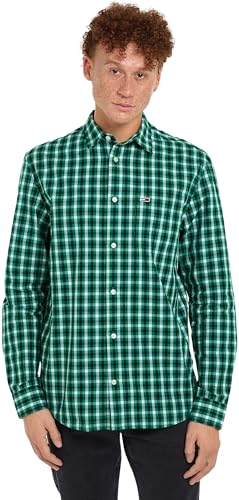 Tommy Jeans Herren Hemd Check Shirt Langarm, Grün (Green Malachite Check), S von Tommy Jeans
