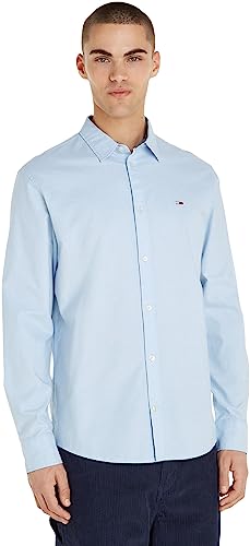Tommy Jeans Herren Hemd Classic Oxford Shirt Langarm, Blau (Chambray Blue), XXS von Tommy Jeans
