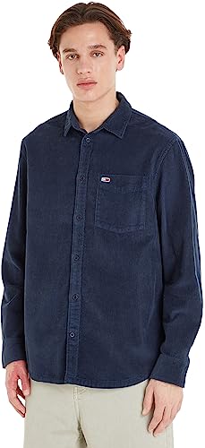 Tommy Jeans Herren Hemd Corduroy Shirt Freizeithemd, Blau (Twilight Navy), 3XL von Tommy Jeans