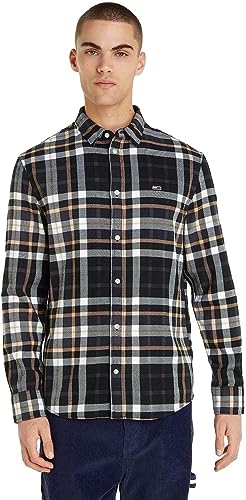 Tommy Jeans Herren Hemd Essential Check Shirt Freizeithemd, Mehrfarbig (Black Check), S von Tommy Hilfiger