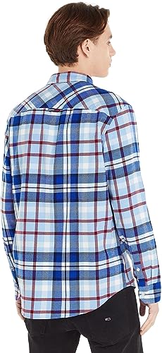 Tommy Jeans Herren Hemd Essential Check Shirt Freizeithemd, Mehrfarbig (Chambray Blue Check), XL von Tommy Hilfiger