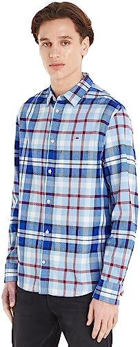 Tommy Jeans Herren Hemd Essential Check Shirt Freizeithemd, Mehrfarbig (Chambray Blue Check), XS von Tommy Jeans