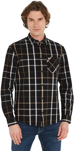 Tommy Jeans Herren Hemd Flanellhemd, Mehrfarbig (Black Check), M von Tommy Jeans