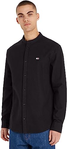 Tommy Jeans Herren Hemd Mao Flannel Shirt Langarm, Schwarz (Black), S von Tommy Jeans