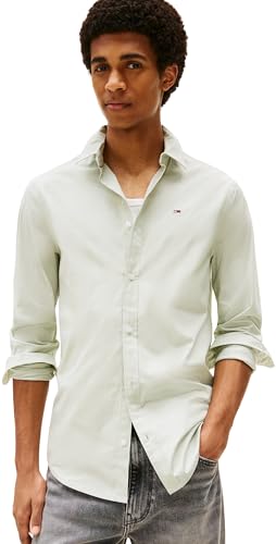 Tommy Jeans Herren Hemd Original Stretch Langarm, Grün (Misty Sage), XXL von Tommy Jeans