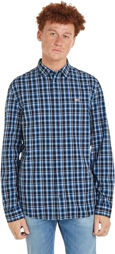 Tommy Jeans Herren Hemd Regular Essential Check Shirt Freizeithemd, Mehrfarbig (Dark Night Navy Check), L von Tommy Jeans