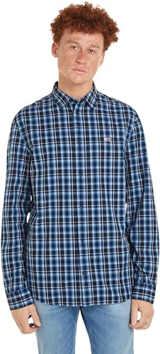 Tommy Jeans Herren Hemd Regular Essential Check Shirt Freizeithemd, Mehrfarbig (Dark Night Navy Check), S von Tommy Jeans