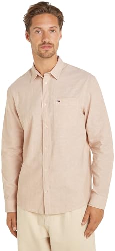 Tommy Jeans Herren Hemd Tjm Reg Linen Blend Shirt Freizeithemd, Beige (Tawny Sand), M von Tommy Jeans