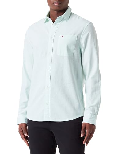 Tommy Jeans Herren Hemd Tjm Reg Linen Blend Shirt Freizeithemd, Grün (Opal Green), XL von Tommy Jeans