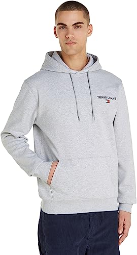 Tommy Jeans Herren Hoodie Regular Entry Graphic mit Kapuze, Silber (Silver Grey Htr), 3XL von Tommy Jeans