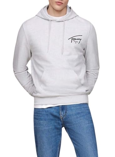 Tommy Jeans Herren Hoodie Regular Fit Entry Graphic mit Kapuze, Mehrfarbig (Silver Grey), XXL von Tommy Jeans