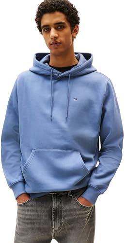 Tommy Jeans Herren Hoodie Regular Fit Flag Fleece mit Kapuze, Blau (Blue Moment), 4XL von Tommy Jeans
