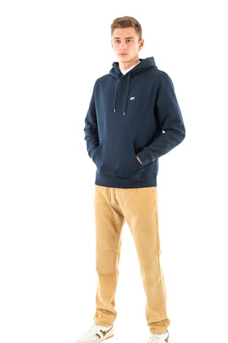 Tommy Jeans Herren Hoodie Regular Fit Flag Fleece mit Kapuze, Blau (Dark Night Navy), XL von Tommy Jeans