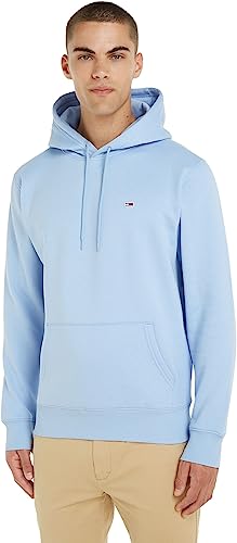 Tommy Jeans Herren Hoodie Regular Fleece mit Kapuze, Blau (Chambray Blue), XS von Tommy Jeans