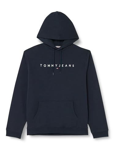 Tommy Jeans Herren Hoodie Regular Linear Logo mit Kapuze, Blau (Dark Night Navy), 5XL von Tommy Jeans