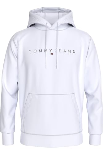 Tommy Jeans Herren Hoodie Regular Linear Logo mit Kapuze, Weiß (White), M von Tommy Jeans