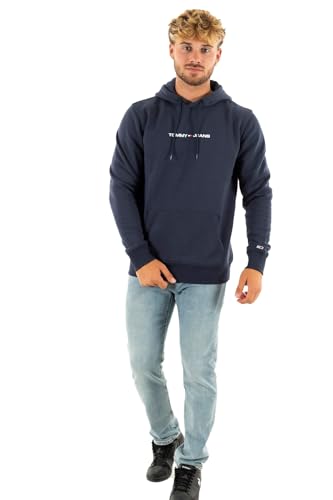 Tommy Jeans Herren Hoodie Regular Linear mit Kapuze, Blau (Twilight Navy), S von Tommy Hilfiger