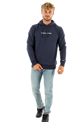 Tommy Jeans Herren Hoodie Regular Linear mit Kapuze, Blau (Twilight Navy), S von Tommy Hilfiger