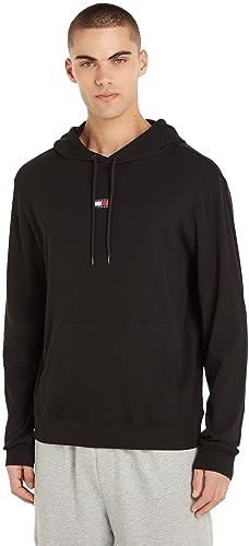 Tommy Jeans Herren Hoodie Rib mit Kapuze, Schwarz (Black), S von Tommy Hilfiger