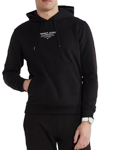 Tommy Jeans Herren Hoodie mit Kapuze, Schwarz (Black), XXL von Tommy Jeans