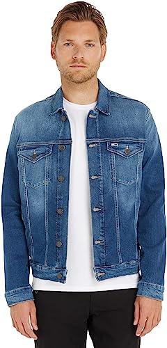 Tommy Jeans Herren Jeansjacke Trucker Jacket Stretch, Blau (Wilson Mid Blue Stretch), L von Tommy Hilfiger