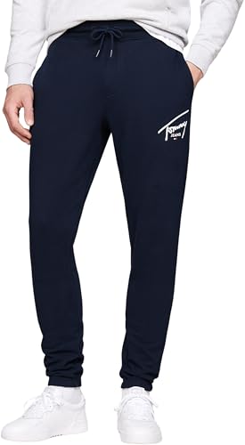 Tommy Jeans Herren Jogginghose Slim Fit Entry Sweatpants aus Baumwolle, Blau (Dark Night Navy), XXL von Tommy Jeans