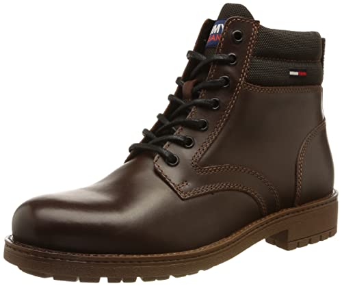 Tommy Jeans Herren Klassiske, korte snørestøvler Mode Stiefel, Trüffelbraun, 41 EU von Tommy Jeans