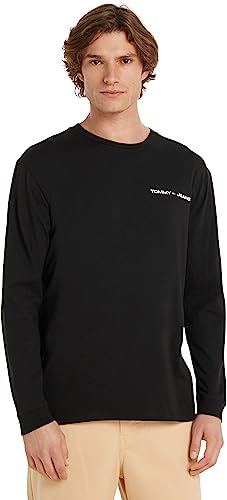 Tommy Jeans Herren Langarmshirt Linear Chest L/S Baumwolle, Schwarz (Black), 3XL von Tommy Jeans