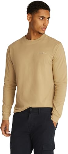 Tommy Jeans Herren Langarmshirt Linear Chest Slim Fit, Beige (Relic Tan), XS von Tommy Jeans