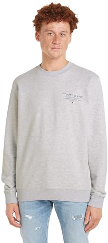 Tommy Jeans Herren Langarmshirt Regular Essential Graphic Crew Basic, Grau (Silver Grey), L von Tommy Jeans
