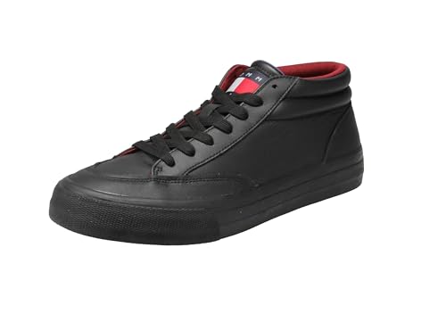 Tommy Jeans Herren MID Skate Leather Vulc Sneaker, Schwarz, 46 EU von Tommy Jeans
