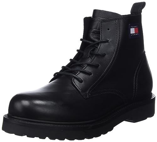 Tommy Jeans Herren Mid Boot Stiefel Lace Up zum Schnüren, Schwarz (Black), 46 von Tommy Jeans